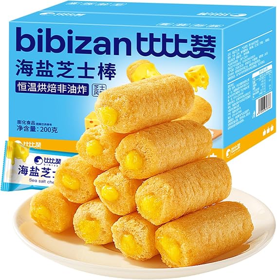 BaiLiSnacky Sea salt cheese stick sandwich biscuits, rice cracker puffed food, late night snacks, snacks to satisfy hunger 200g (about 50 sticks) (1 box (about 50 sticks))