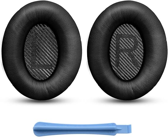 Hossom Bose QuietComfort 35 II için yedek kulak yastığı, Bose QuietComfort 35 kulaklık için premium yedek ped, QC35, QC25, QC15/Ae2, Ae2i, Ae2w / Sound Link/True için yedek ped (siyah)