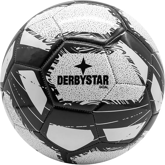 Derbystar Goal Football Size 5 Soft PVC in Five Colourful Designs Machine Stitched 395-410g