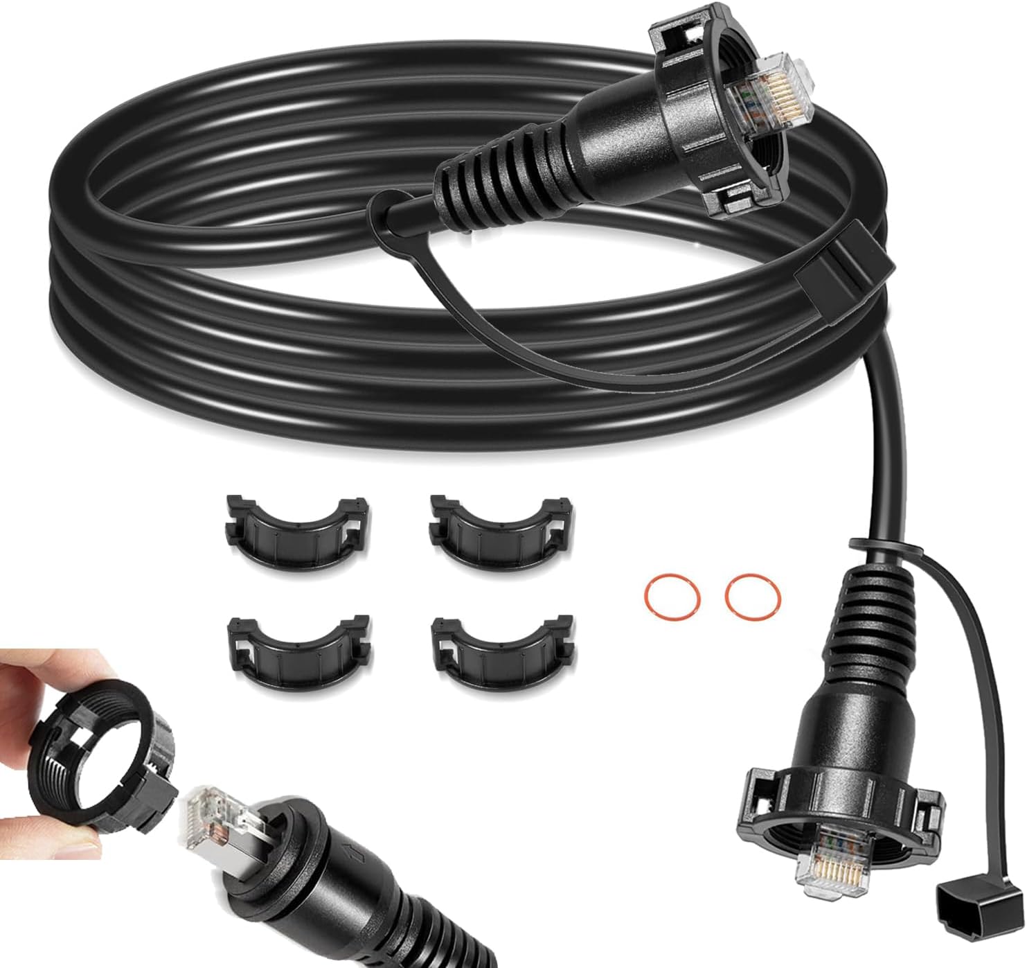 Garmin GPSMAP用マリンネットワークケーブル 20F/セットRJ45オス-オスイーサネットケーブル Garmin Navigation、ECHOMAP UHD/Ultra、GCV、GSDなど用 010-10551-00用 ブラックA