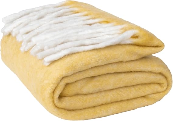 EHC Throw Blanket Sofa, Couch Settee throws Covers Armchair Bed Lightweight & warm Blanket, 125 x 150 cm, Yellow