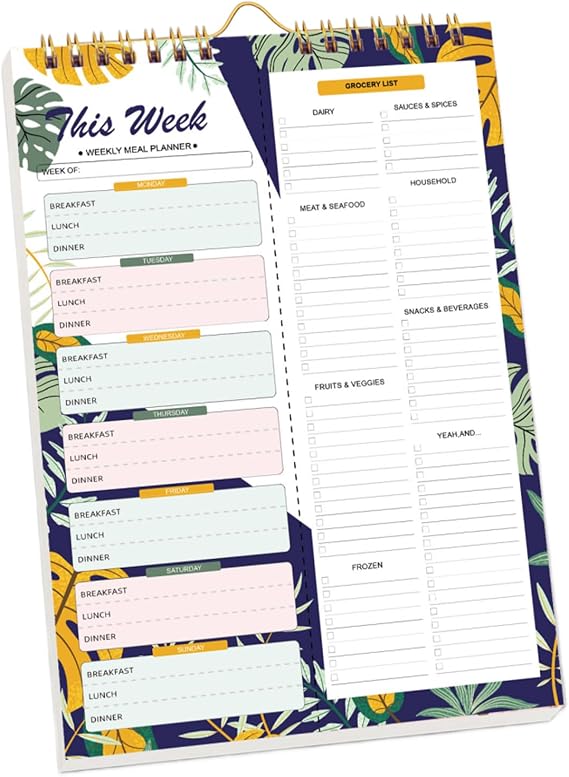 Meal Planner Strong Magnets Wall-Mountable Spring-Bound