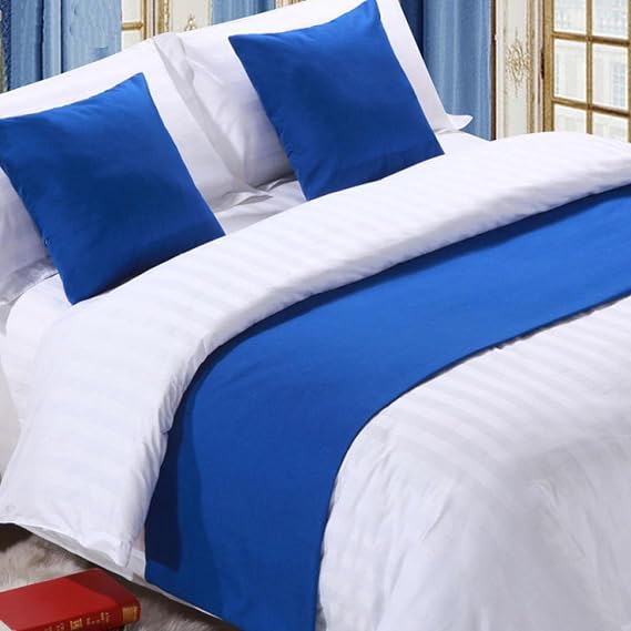 Hotel Bed Runner Scarf Home Linen Scarf Decoration Solid Color Double-Sided Double Protection Bedspreads for Hotel Home Decoration 45cm Pillow Case + Pillow (1Set)
