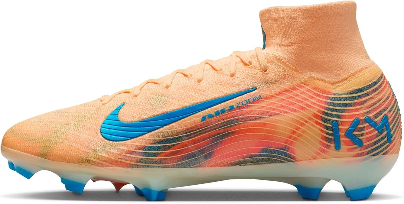 NIKE Mercurial Superfly 10 Elite Kylian Mbappé FG High Top Football Boot FQ8692, Melon Tint Neo Turq Igloo, 8.5 UK