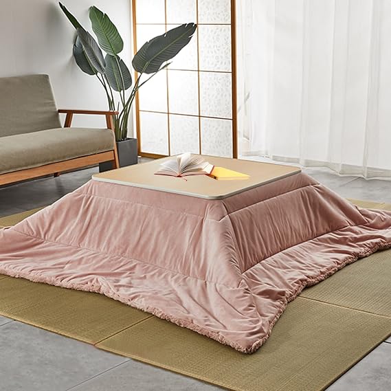 Korean Table for Floor Sitting,Kotatsu Table Japanese Furniture,Desk Heater for Office,Heating Table for Tatami Bed,Futon Coffee Tea Table,with Heater+Blanket+Pad+Plastic Table ( Color : Pink , Size :