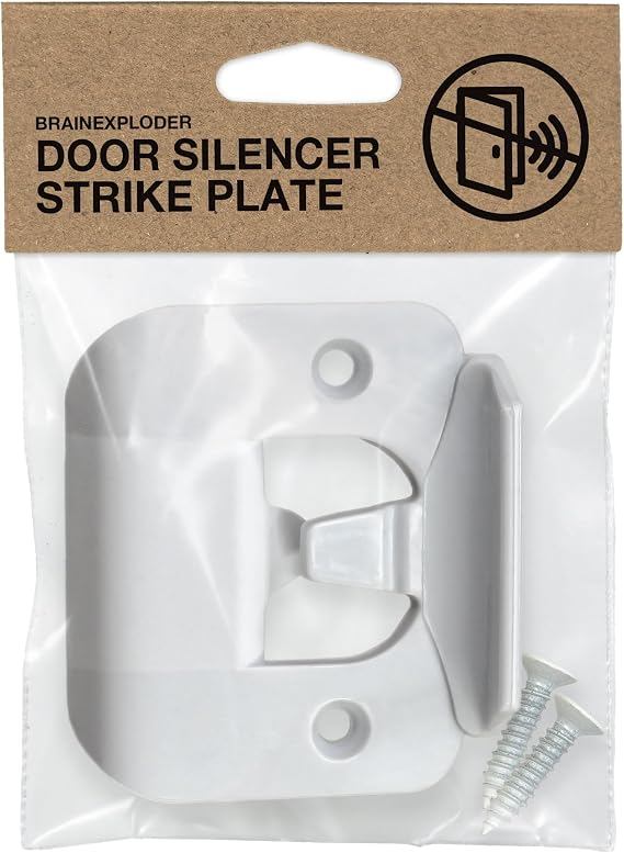Door Silencer Strike Plate - Flexible, Noise Eliminating Fix for Loud Doors Fits with No Modifications, Stops Slamming Noise Perfect for Nursery, Bedroom, Sleepers, Auditory Issues (White, Single)