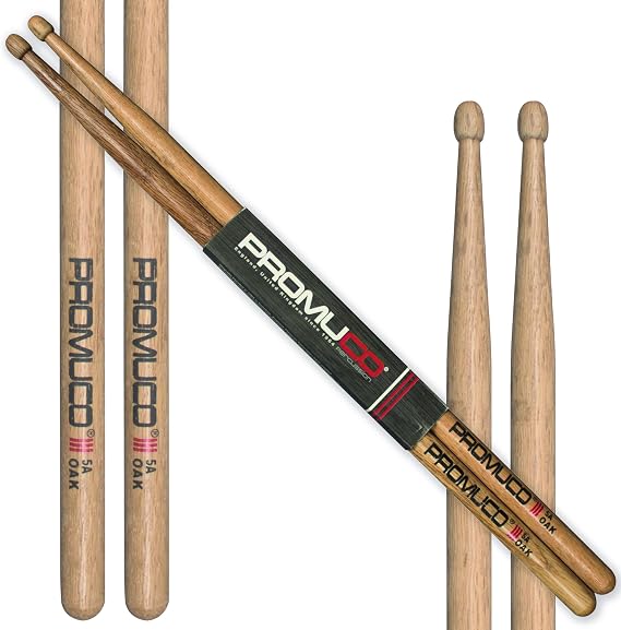 Oak Drumsticks 5A - Durable Rock & Pop Sticks - Wood Tip - Since 1964