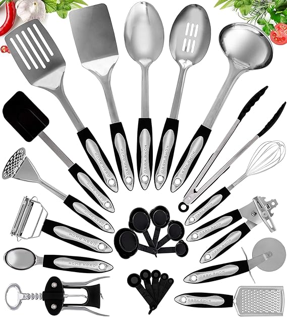 Home Hero 40 Pcs Stainless Steel Silicone Kitchen Utensils Set