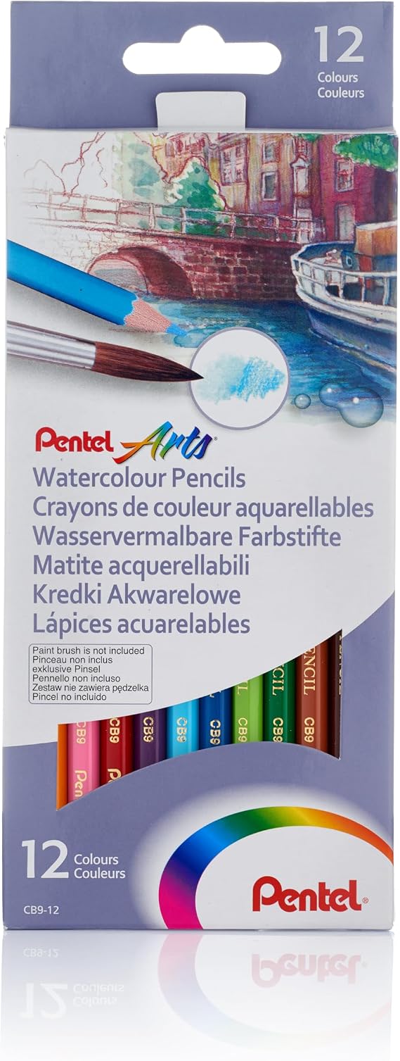 Pentel - Case with 12 watercolour wooden pencils.