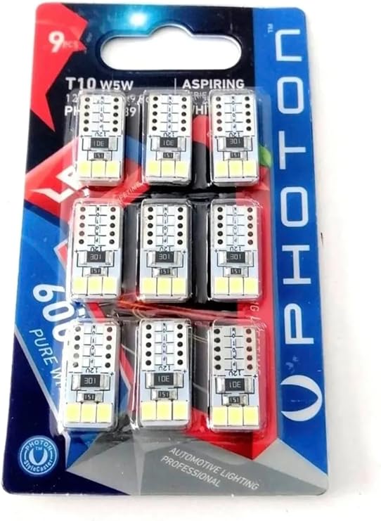 Photon W5w T10 Dipsiz LED Tavan Park Plaka Ampulü, 9 Adet, Beyaz