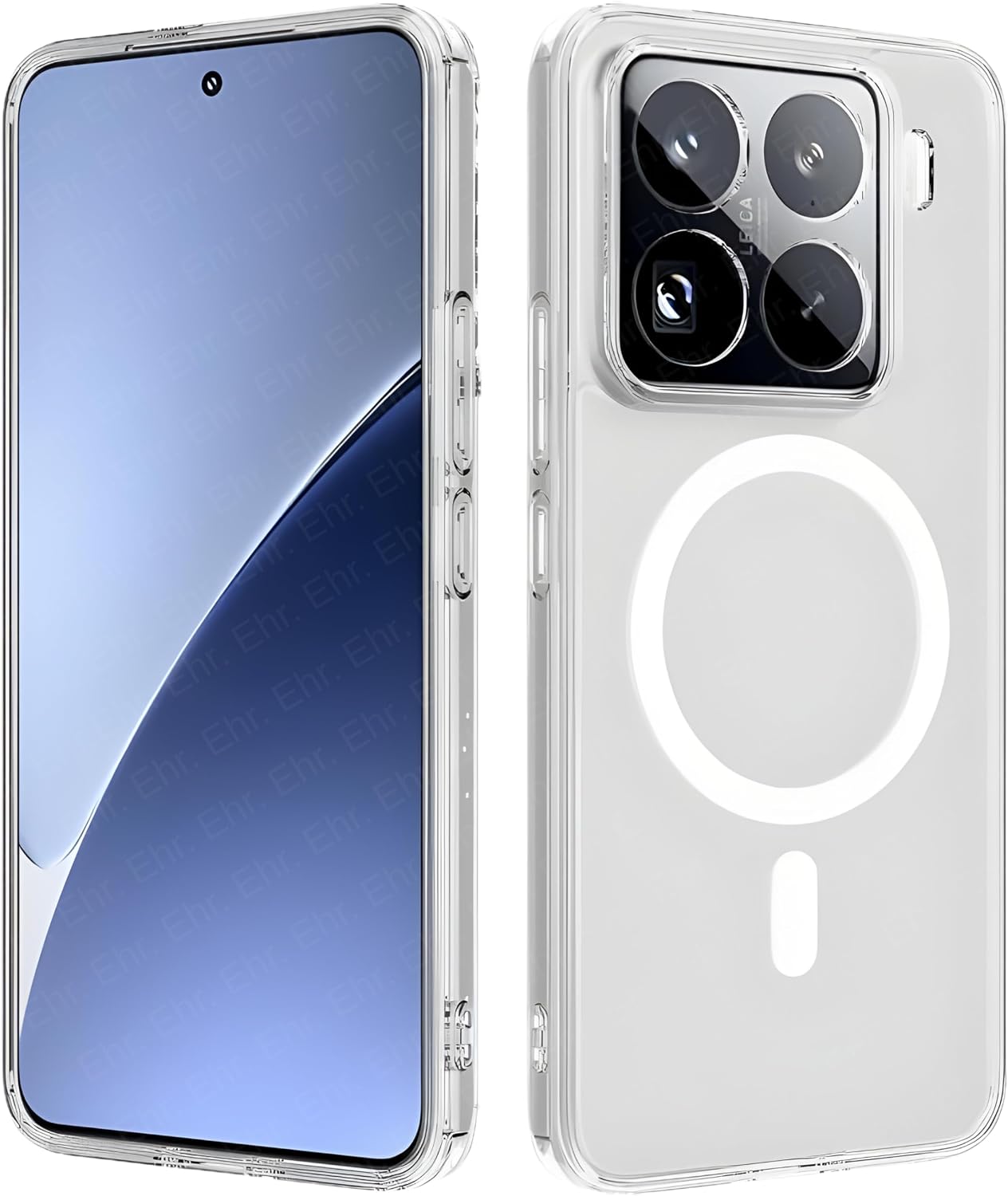 Ehr. Xioami Mi 15 Pro Compatible Camera Protected Rigid Non-Yellowing Crystal Transparent Case with Magsafe Wireless Charging Feature Transparent, Xioami Mi 15 Pro
