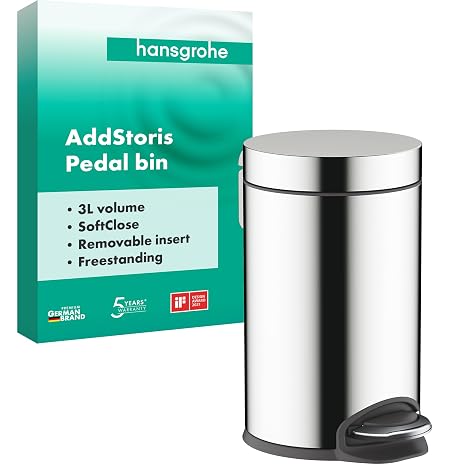 hansgrohe AddStoris pedal bin, bathroom, chrome, 3 l
