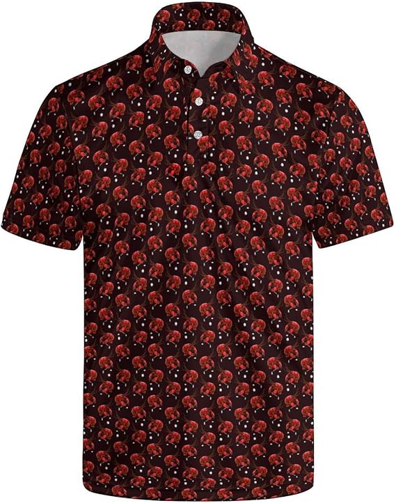 Men’s Golf Polo Shirts - Hawaiian Print Golf Shirt for Men Quick-Dry Moisture Wicking Casual Breathable Polo Shirt