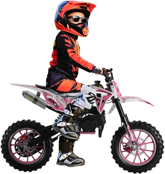 50CC Kids Dirt Bike,2-Stroke Gas Powered Motocross Motorcycle for Boys & Girls Ages 8-12,Upgrade Pit Bike Mini Motorcycle for kids,Off-Road Mini Bike with Dual Disc Brakes & 40KM/H Max Speed