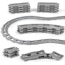 Finger Rock City Train Tracks ビルディングブロックセット 16本のカーブした線路と16本の直線線路、フレキシブルレール 電車 線路 鉄道拡張アクセサリーセット 子供用