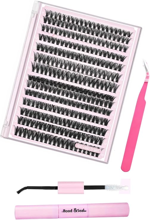 280 Pieces Individual Cluster Lashes Extension, 30D-40D Curl 8-16mm Mixed Eyelash Tray, Natural Wispy EyeLashes Extensions Set DIY for Beginners