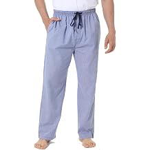 Mens Pyjama Pants 100% Cotton Plaid Sleep & Lounge Pants, PJ Bottoms with Pockets and Button Fly