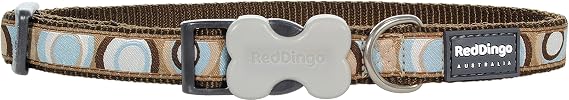 Red Dingo Bucklebone Dog Collar Design, Circadelic Brown, Small 15mm