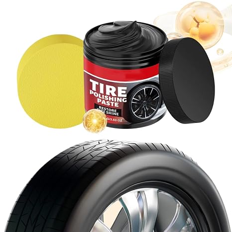 Car Tire Shine With Sponge, 100g Tire Polishing Paste, Tires Coating Paste Rapid Acting, Auto Wheel Polishing Pastes With Applicator, Wheel Scratch Repair Care Wax, For Sedan, SUV, Motorcycle