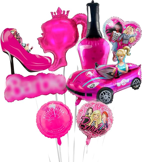 Party Decorations, Princess Party Set - 8Pcs Pink Birthday Decorations, Princess Birthday Party Supplies, Foil Balloons for Girls Kids