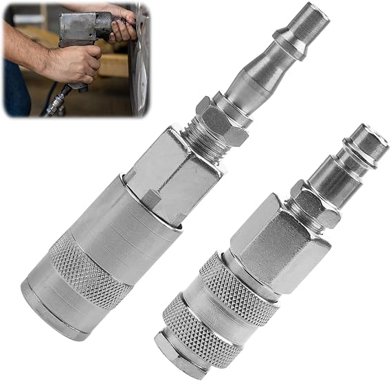 Air Line Fitting Adapter - 4pcs 1/4" BSP Connector Couplings - Female & Male Fittings - Euro & PCL Conversion Adapters for Compressor
