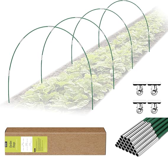 Garden Hoops for Netting, RIFNY 24PCS Garden Hoops for Raised Beds