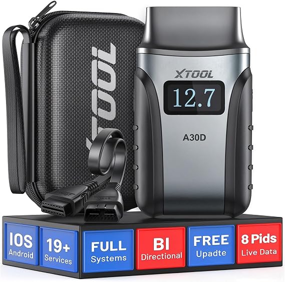 XTOOL A30D OBD2 Scanner Kit, Wireless Bidirectional Car Diagnostic Tool with All System, 19+ Resets, AI-Assisted, Live Data, DPF, Voltage Display, Portrait Mode for iOS/Android