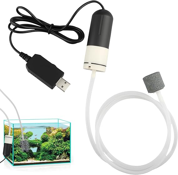 Air Pump Aquarium USB Silent Portable Aerator with Stone Diffuser