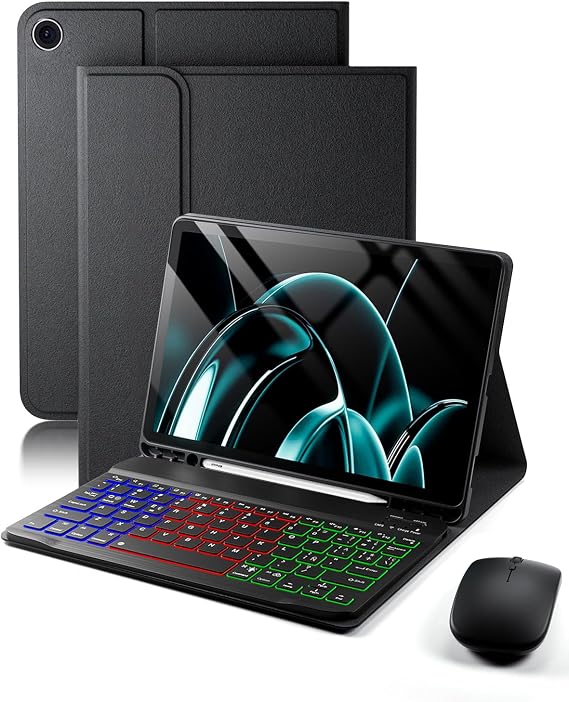Backlit Keyboard Mouse Protective Case A case with keyboard for Samsung Galaxy Tab A9+ PLUS (2023)/A11+ Plus (2025) 11 inches, Spanish keyboard layout with wireless Bluetooth