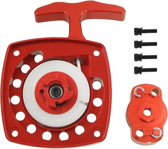 Metal Engine Easy Pull Starter for 1/5 HPI KM BAJA Losi 5ive T FG MCD RedCat RC Car Parts (Red)