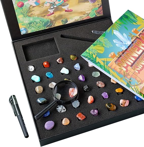 Rock Kit for Geology Enthusiasts | Rock Collection with Mineral Testing Tools, Crystal Geode Display & Volcanic Samples | Beginner to Advanced Specimen Study