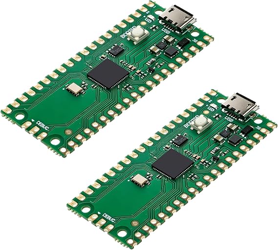 Raspberry Pi Pico開発ボード、Raspberry Pi RP2040デュアルコアARM Cortex M0+プロセッサー、最大133MHz、C/C++/Python対応、2MBクアッドSPIフラッシュ内蔵。