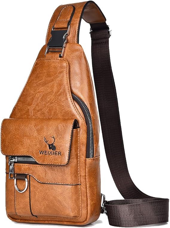 A-QMZL Sling Bags Chest Bag Men's Crossbody Shoulder Bag Small Shoulder Bags Crossbody Bags PU Leather Waterproof Casual Chest Bags for Men and Women