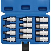 CASOMAN 12PCS 1/2" Dr. Hex Bit Socket Set, Metric, H5,6,7,8,10,12,14,16,17,18,19,22mm
