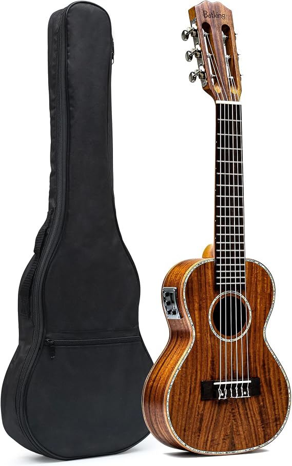 Batking Guitalele, 28 inch Acoustic 6 Strings Electric Guitar Ukulele Small Travel Classical Guitarlele Acacia KOA Wood Satin Finish,For Adults Kids Beginners (with EQ & Gig Bag)