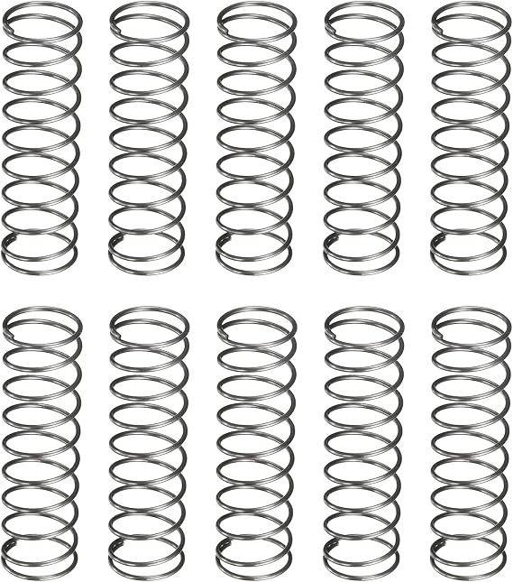 sourcing map 10Pcs Compression Spring, 12mm OD, 0.8mm Wire Size, 40mm Free Length, Spring Steel Construction Extended Mechanical Compression Springs for Shop and Home Repairs, Silver Tone