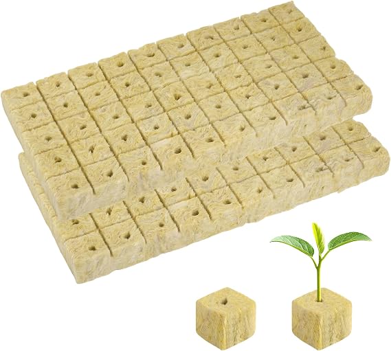 50 Pcs Rock Wool Cubes with 50 Holes, 25 x 25 x 25 mm Hydroponic Growing Cubes for Greenhouse Planting Hydroponics, Soilless Growing and Seedlings