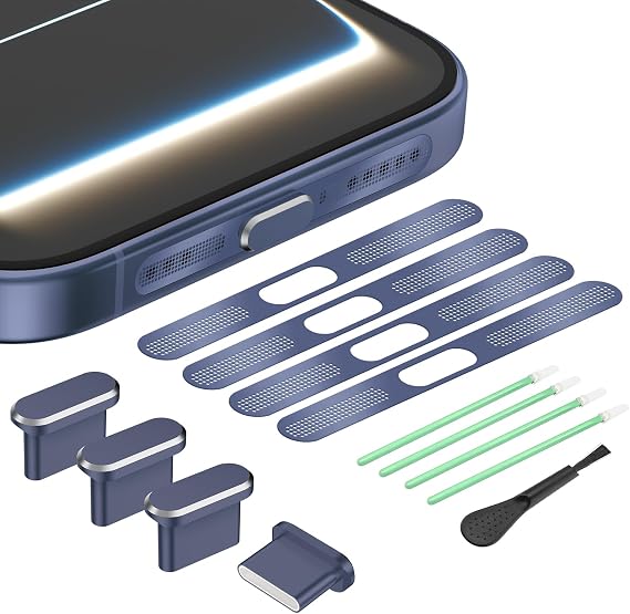 for iPhone 17 Pro Max Speaker Protection Cover, USB C Dust Plug Port Cover