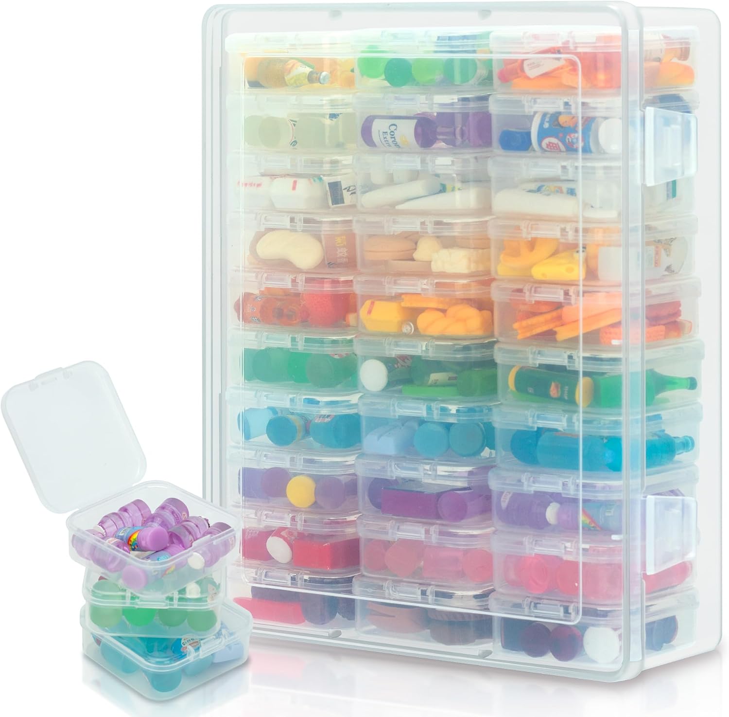 30Pcs Clear Minibrand Organizer with Hinged Lid, Mini Brand Collector for Toys, Shopkins, Real Littles(Mini Brands Are Not Included)