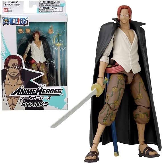 Bandai Anime Heroes - One Piece - Shanks the Red 17 cm Figure - Articulated Figure - Official One Piece Licence - Articulated Shanks Figure - Toy for Children from 4 Years - 36935