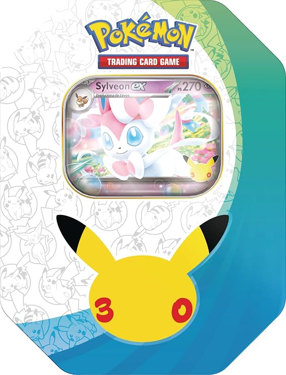 Pokémon: 30th Anniversary Celebration Tin - Sylveon ex by JCC Pokémon (1 Holographic Promotion Card and 4 Upgrade Envelopes)