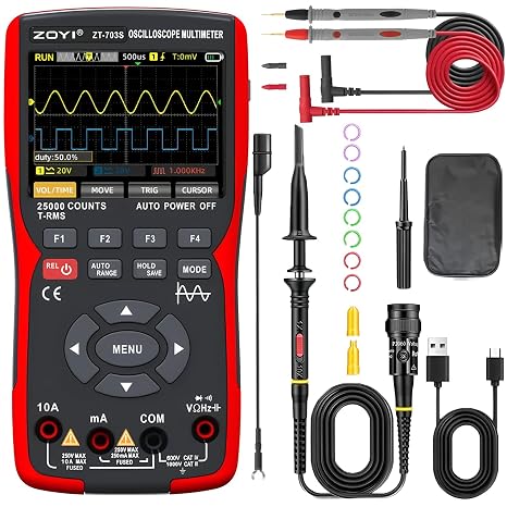 Color screen handheld dual-channel oscilloscope Multimeter 703s auto repair instrument multi-function measurement 3-in-1(ZT-703S)