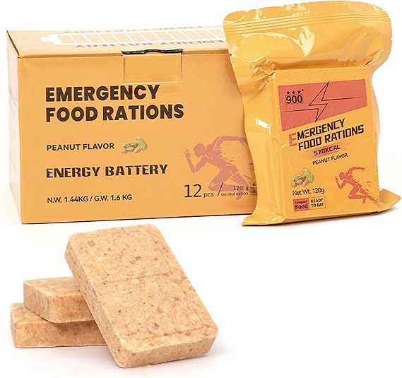 Emergency Survival Food, High Energy Biscuits, Peanut Flavor, 12 Packs