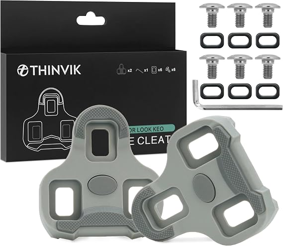 Thinvik Bike Cleats for Look Keo Grip/Blade,Road Bike Look Keo Cleat with Anti-Slip Rubber Desgin, Bicycle Cleat Set for Indoor&Outdoor Cycling