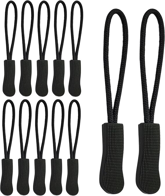 Zipper Pulls - 12 PCS Zip Tags Cord Pulls, Zipper Pull Replacement, Zipper Extension, Zipper Tags, Non-Slip Zipper Tags for Jackets, Backpacks, Traveling Cases