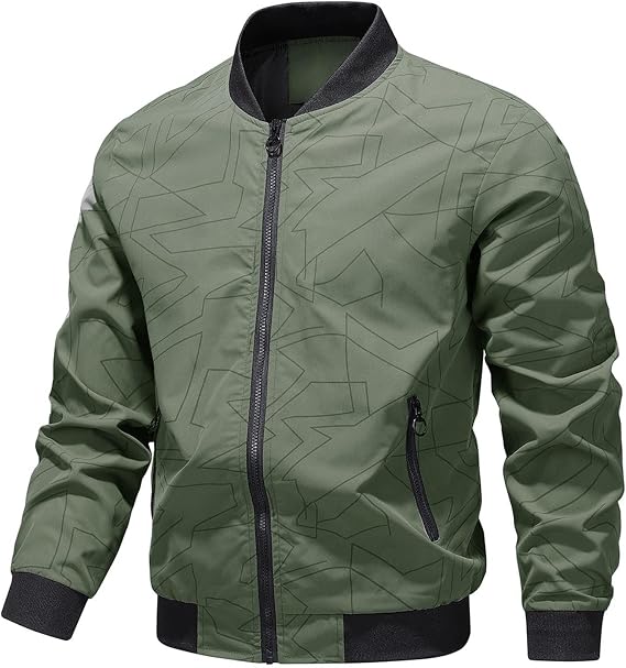 Men's Bomber Jacket, Long-Sleeved Functional Jacket, Lightweight Autumn Jacket, Sports Jacket, Pilot Jacket, Blouson Jacket, Transition Jacket, Summer Jacket, Casual, Stand-Up Collar Jacket