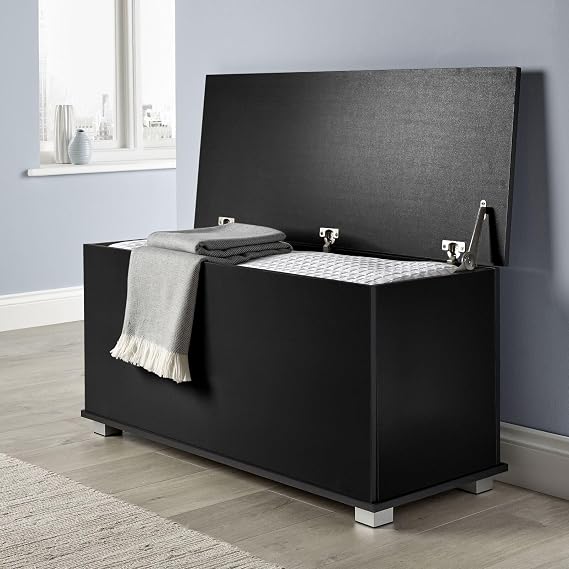Home Source Ottoman Storage Toy Chest Bedding Blanket Box, Black, 99cm