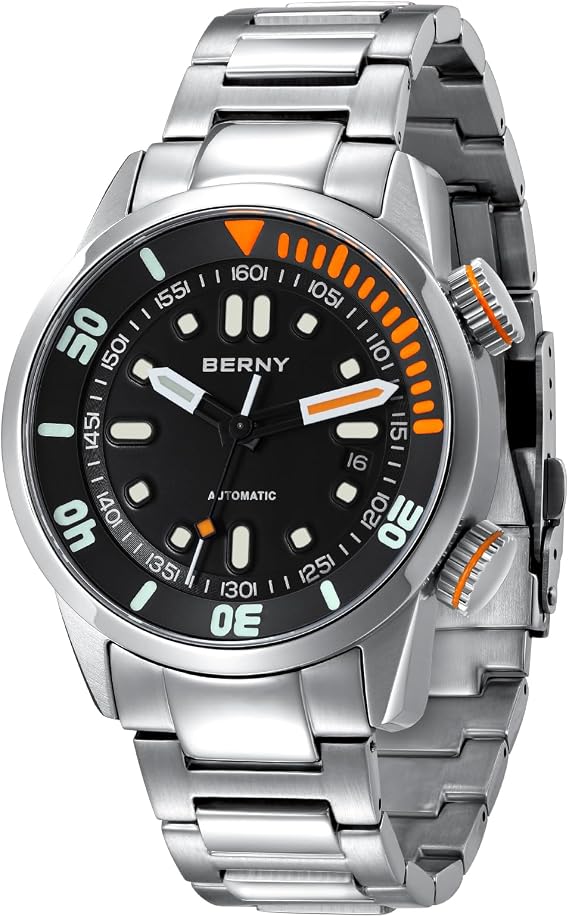 BERNY Automatic Watch for Men Fashion Diving Wristwatch 200M Waterproof