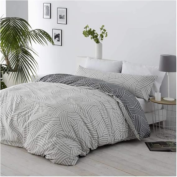 COTTON ARTean Duvet Cover for 135 cm Bed Grey Microfibre Buttons