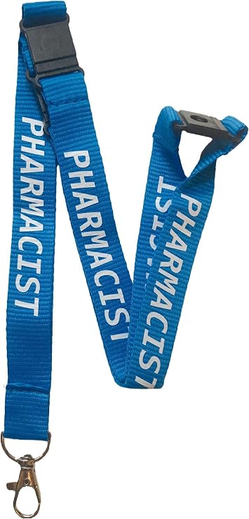PAC Supplies Global 20mm Blue Pharmacist Lanyard With 3 Point (Triple) Safety Breakaway